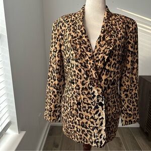 Bloomingdale’s Silk Leopard Print Double-Breasted Women's Jacket